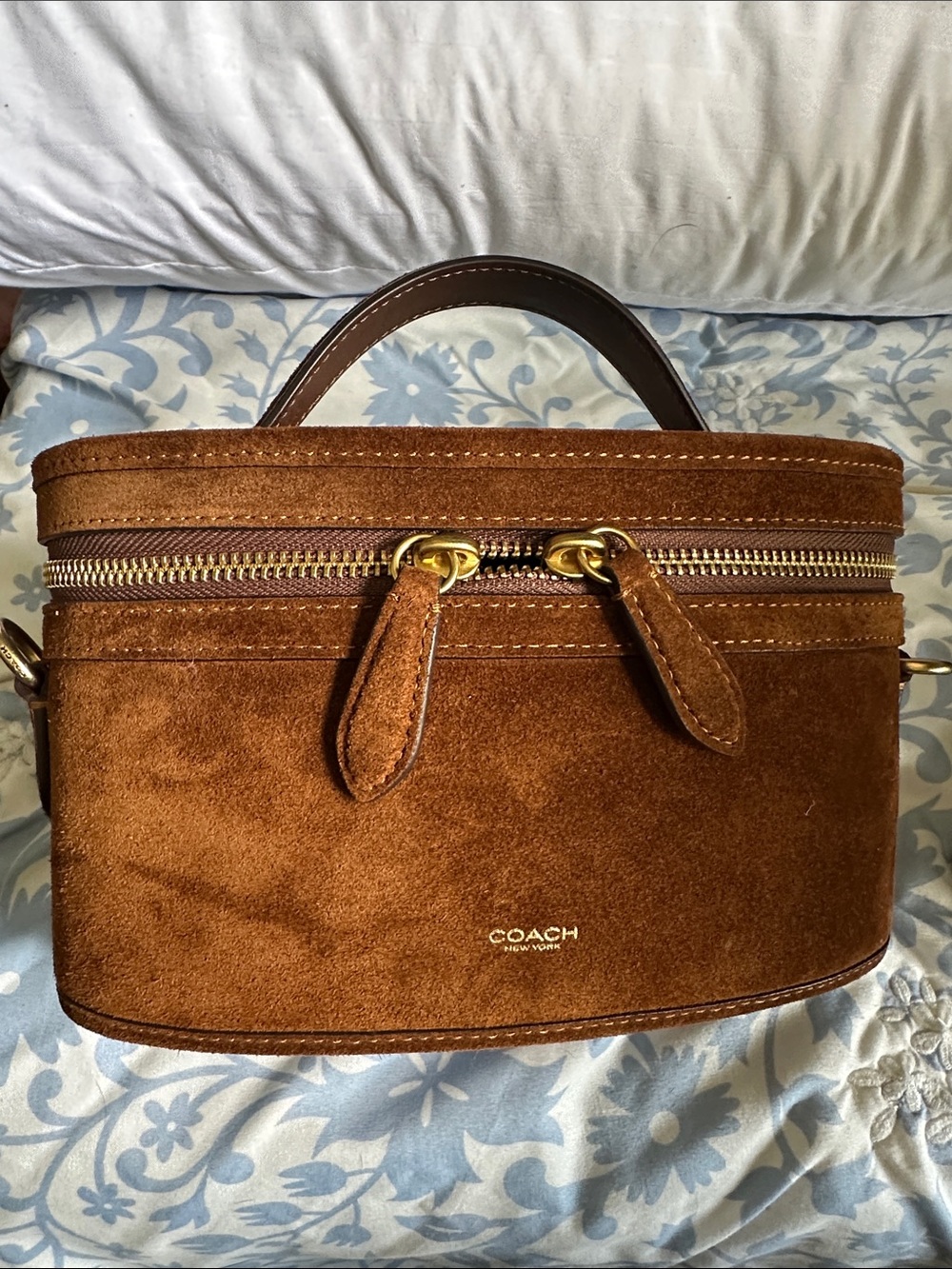 COACH Suede Top Handle Trail Bag - Warm Brown - Picture 2 of 10